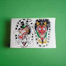 Vintage Traditional American Tattoo Shop Hand Drawn Dan Higgs tribute