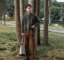 Redtornado men Cardigan loose knit sweater European American retro wool sweater