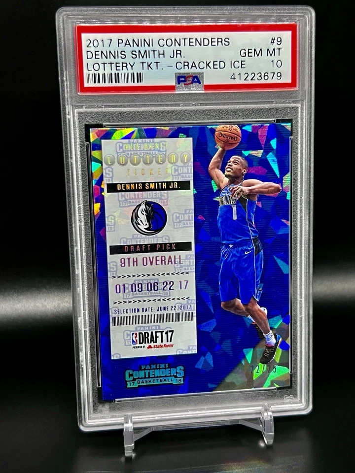 Boleto de lotería 2017-18 Panini Contenders Dennis Smith Jr. #9 hielo agrietado/25 Foto 2 de 2