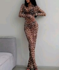 Leopard Print Sheer Dress Size 8