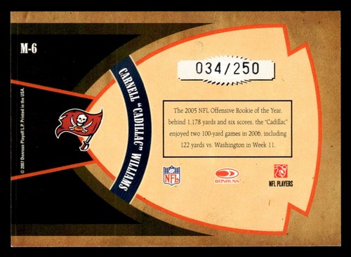 Donruss Classics #M-6 2007 Cadillac Williams membresía SP #d/250! BUCCANEERS - Imagen 2 de 2