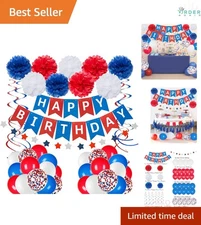 Blue Red White Patriotic Birthday Decorations Kit Party Supplies Balloons