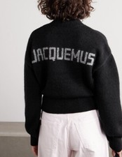 Jacquemus Intarsia Knit Alpaca-Blend Sweater Black Medium Sold Out