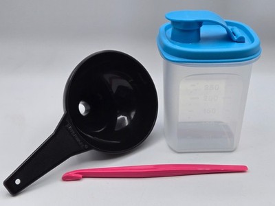 Lot of 3 Tupperware - Black Funnel - Pink Peeler - Mini 10oz Slim Line Pitcher 