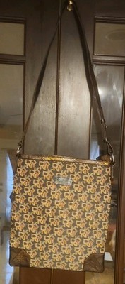 DKNY Women's  Brown Multi-Color/ Faux Leather Strap and Trim Shoulder Bag