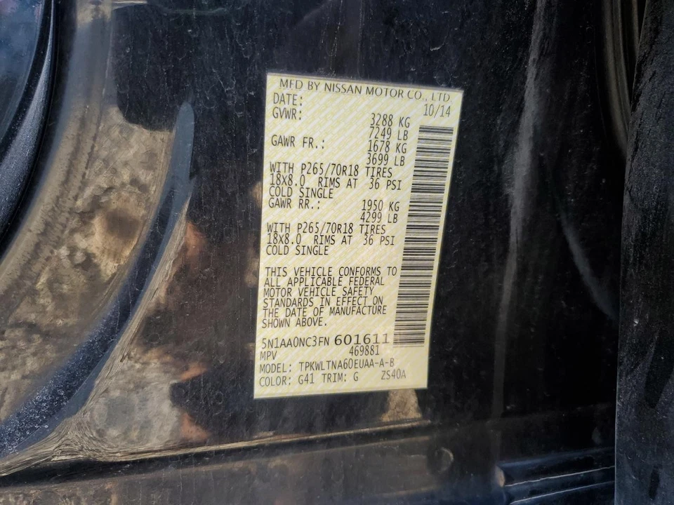 Used Front Left Fender fits: 2015 Nissan Armada Front Left Grade A - Image 4 of 4