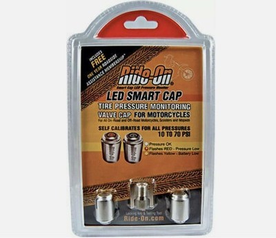 RIDE-ON LED Smart Valve Stem Motorcycle Tire Pressure Caps Pair 85-4210
