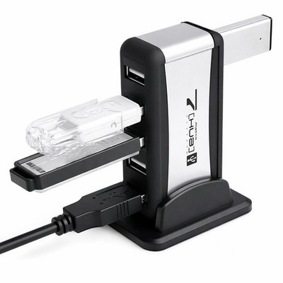 O19C 7-Port USB 2.0 Hub mit Netzteil Standfuß für PC Laptop Erweiterung Adapter