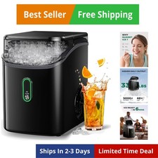 Nugget Ice Maker Countertop, Pebble Ice Maker with Soft Chewable Ice, One-Cli...