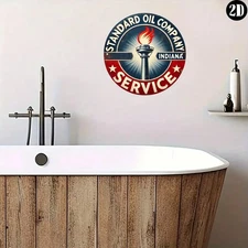 Vintage Standard Oil Company Service Round Tin Metal Signs Home Décor 8x8 