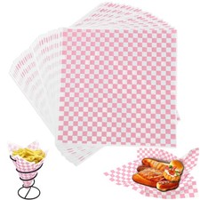 Deli Paper Sheets 12x12", Pink Checkered Sandwich Wrapping Paper for Party 10...