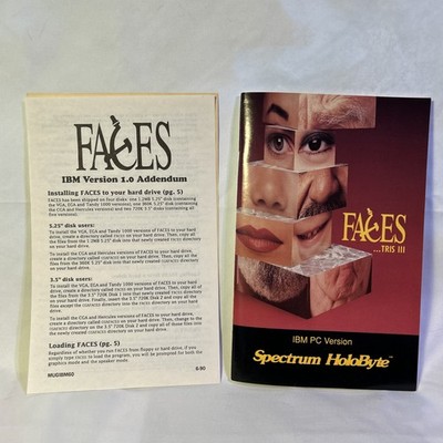 Faces Tris III Spectrum Holobyte IBM PC Game 3.5  and 5.25 
