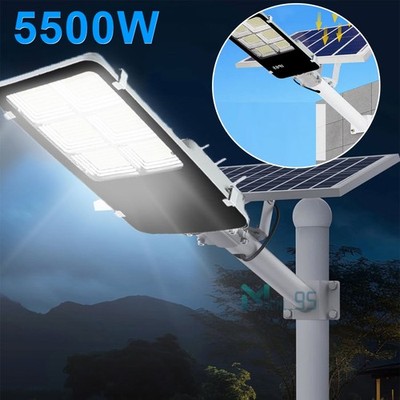 Outdoor Commercial 5500W LED Solar Street Light IP67 Dusk-to-Dawn Road Lamp+Pole