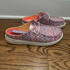 Hey Dude Wendy Slip Surf Baja Slide On Shoes Blue/Pink/Multi Women's Size 8