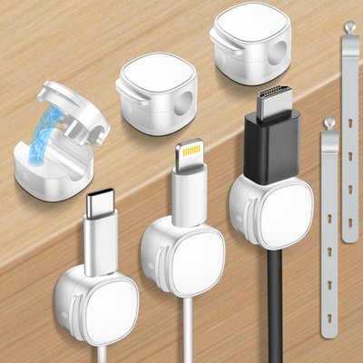 6 Pack,Magnetic Cable Clips & Silicon Cable Ties,[Cable Smooth Adjustable Und...