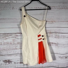Alexis Alonsa Ecru/Orange Asymmetrical One Shoulder Mini Casual Dress - Size M