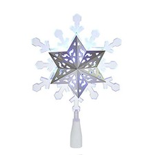 Kurt Adler Battery Operated Rotating Blue White LED Snowflake Tree Topper 9 Inch