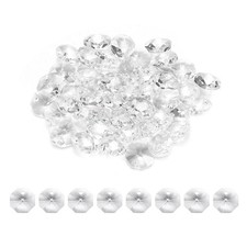 50Pcs 12mm 1 Hole K9 Crystal Octagon Glass Chandelier Beads, Clear White