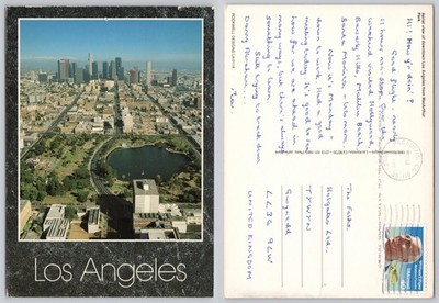 x03748 Luftaufnahme Los Angeles USA Postkarte 1992 Briefmarke