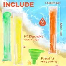 160PCS Disposable Ice Popsicle Mold Bags,BPA Free Freezer Tubes With Zip Lock...