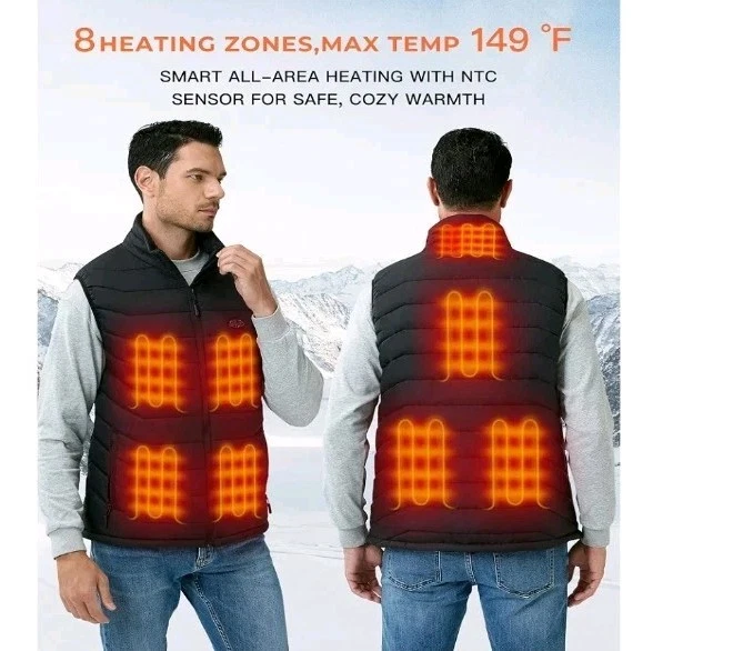 Topdot Mens Heated Vest Battery Adjustable Electric Heat Medium