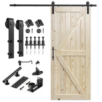 SMARTSTANDARD 36in x 84in Sliding Barn Door with 6.6ft Barn Door Hardware Kit...