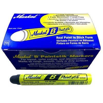 Box of 12 Markal B Black Tire Chalk Paint Sticks Crayon Surface Marker Graffiti