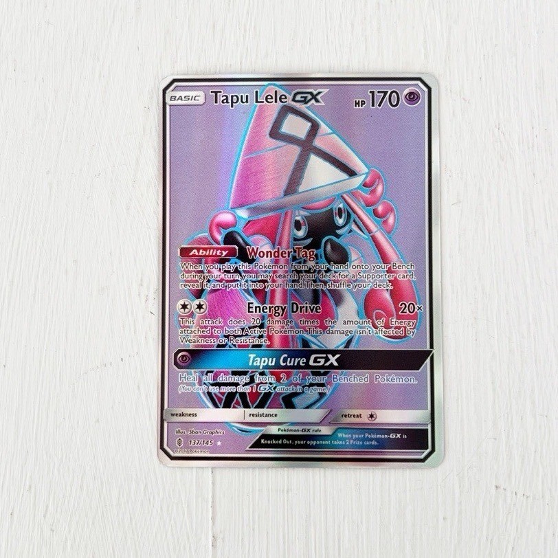Pokemon Tapu Lele GX 137/145 Sun & Moon Full Art Ultra Rare Psychic Holo Card