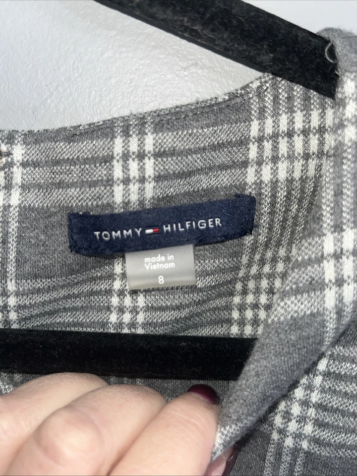 Vestido Tommy Hilfiger para mujer a cuadros sin mangas talla 8 gris muy suave clásico Foto 4 de 4