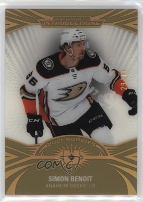 2021-22 Ultimate Collection Introductions Gold 29/49 Simon Benoit Rookie RC 13og