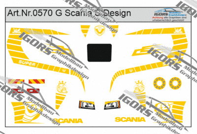 H0/1:87 DIS 0570 G SCANIA CS CR  Fahrerhausdekor Decals für Zugmaschinen 