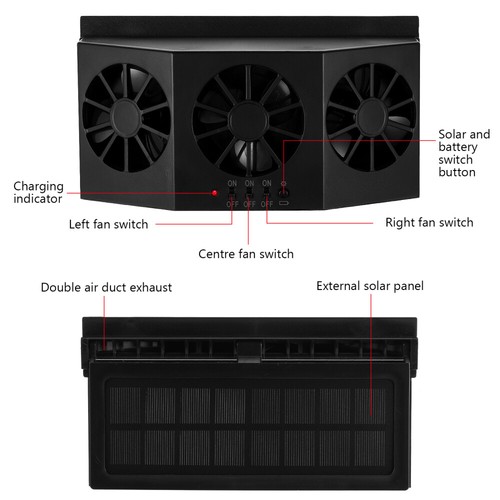Solar Powered Car Cooling Fan Cooler Auto Window Air Vent Exhaust Ventilation AU - Picture 7 of 11