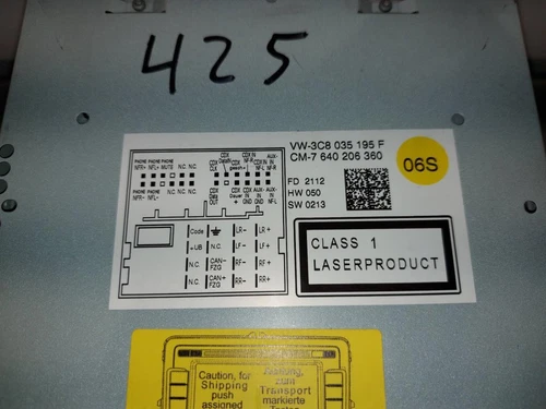 3C8035195F Sistema Audio/Radio Cd para VOLKSWAGEN SCIROCCO (137) 2012 94562 - Imagen 4 de 10