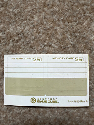 Offizielle Nintendo GameCube Memory Card Sticker 251 Blöcke UK NEU