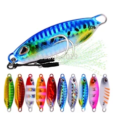 5x Slow Fall Pitch Fishing Lure 10-50g Sinking Lead Metal Flat Jigging Bait Hook