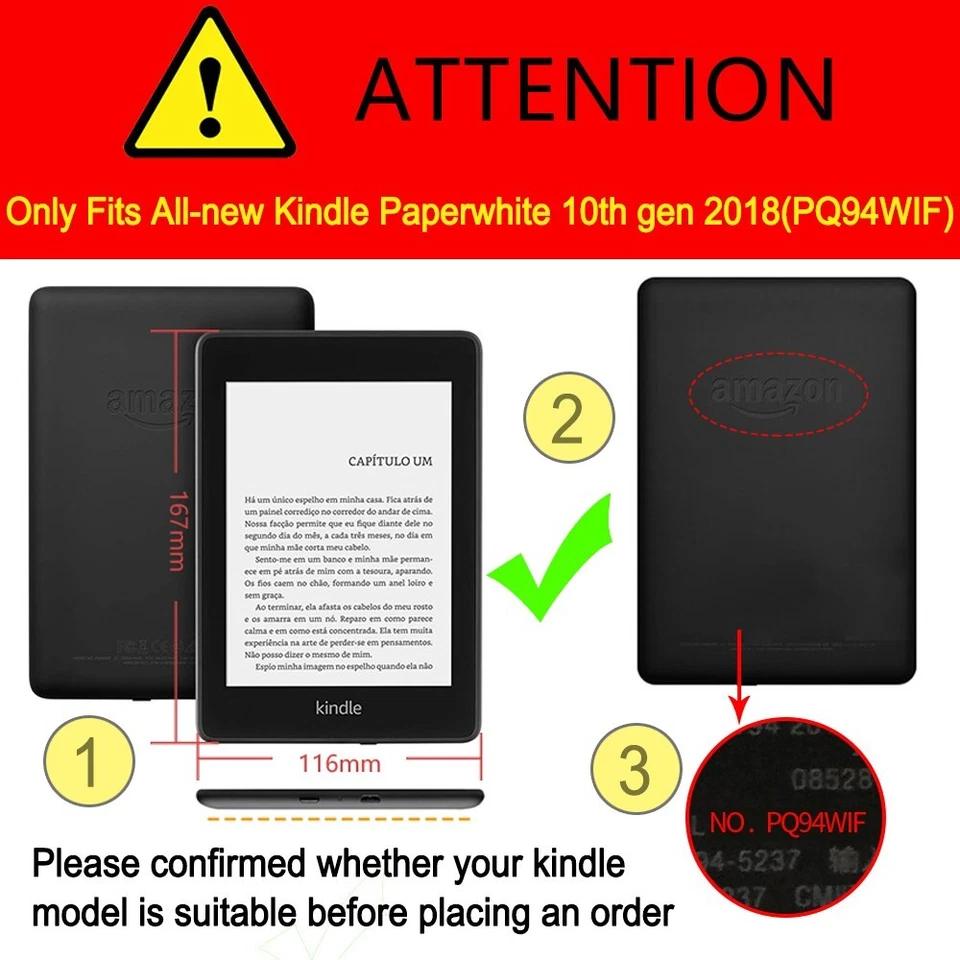 Funda con soporte para Amazon Kindle Paperwhite 10ª generación 2018 correa de mano ranura para tarjeta Foto 2 de 4