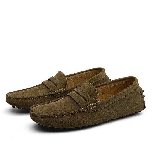 Men Driving Casual Boat Shoes Suede Leather Shoes Moccasin Slip On Loafers New - Picture 12 of 19