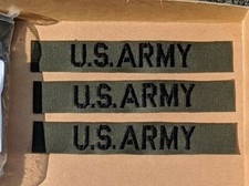 3 Vintage OD US Army Branch Tape Military Uniform Patch Name Tab Insignia GI