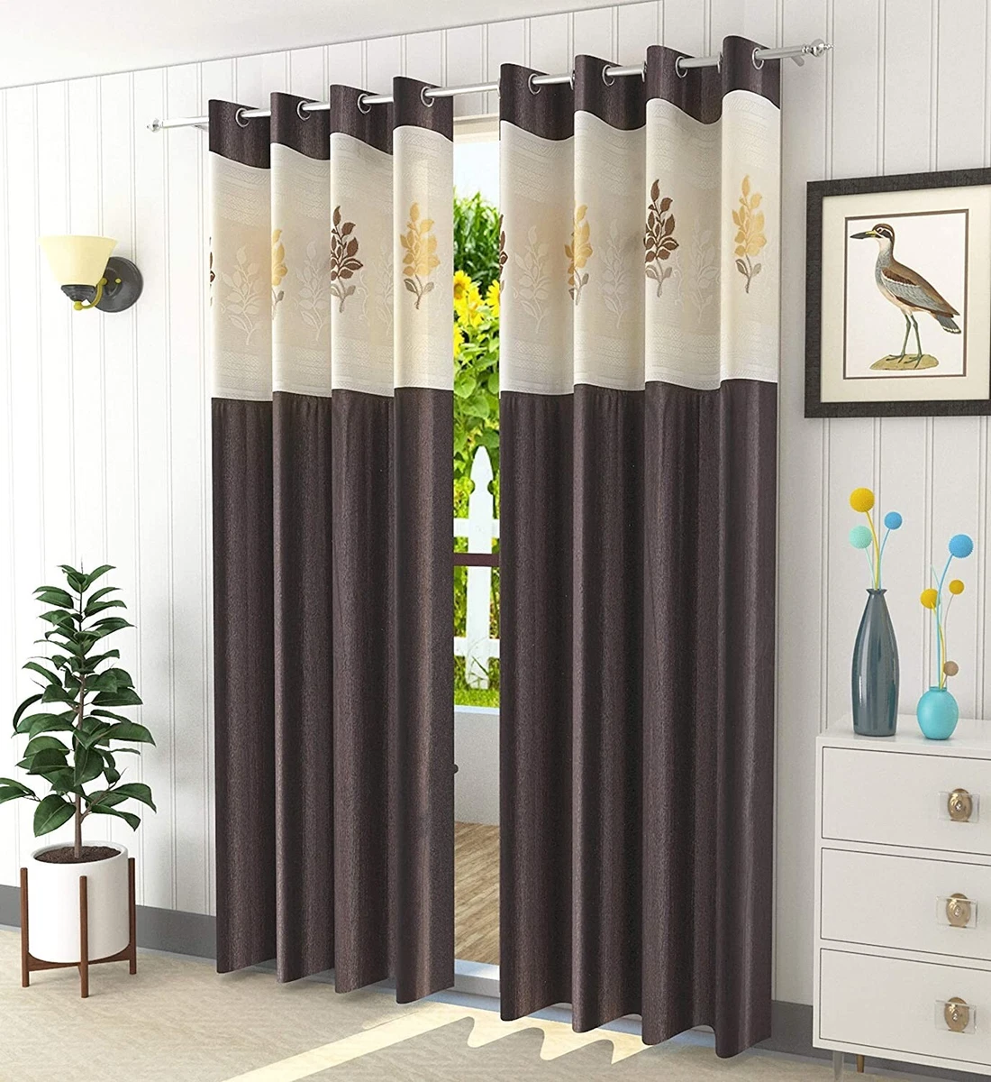 M-Decor Tulip Jacquard Net Curtain Panel – Ready To Hang, White, Choose Drop Length
