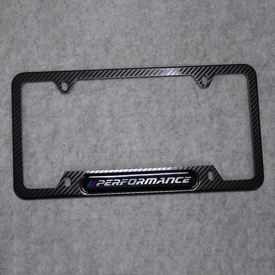 BMW M Performance License Frame Plate Cover Stainless Steel Carbon Fiber