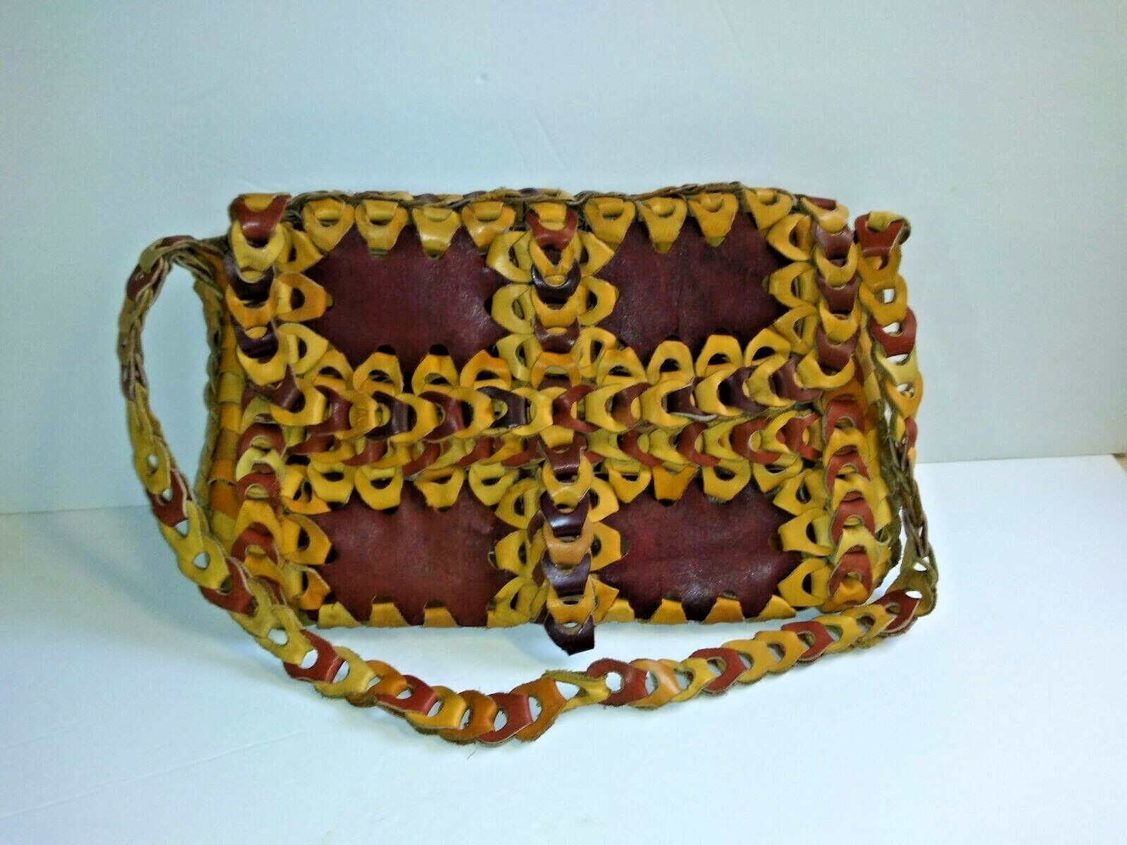 Leather Hand Braid Patchwork Woven Boho Purse Han… - image 2