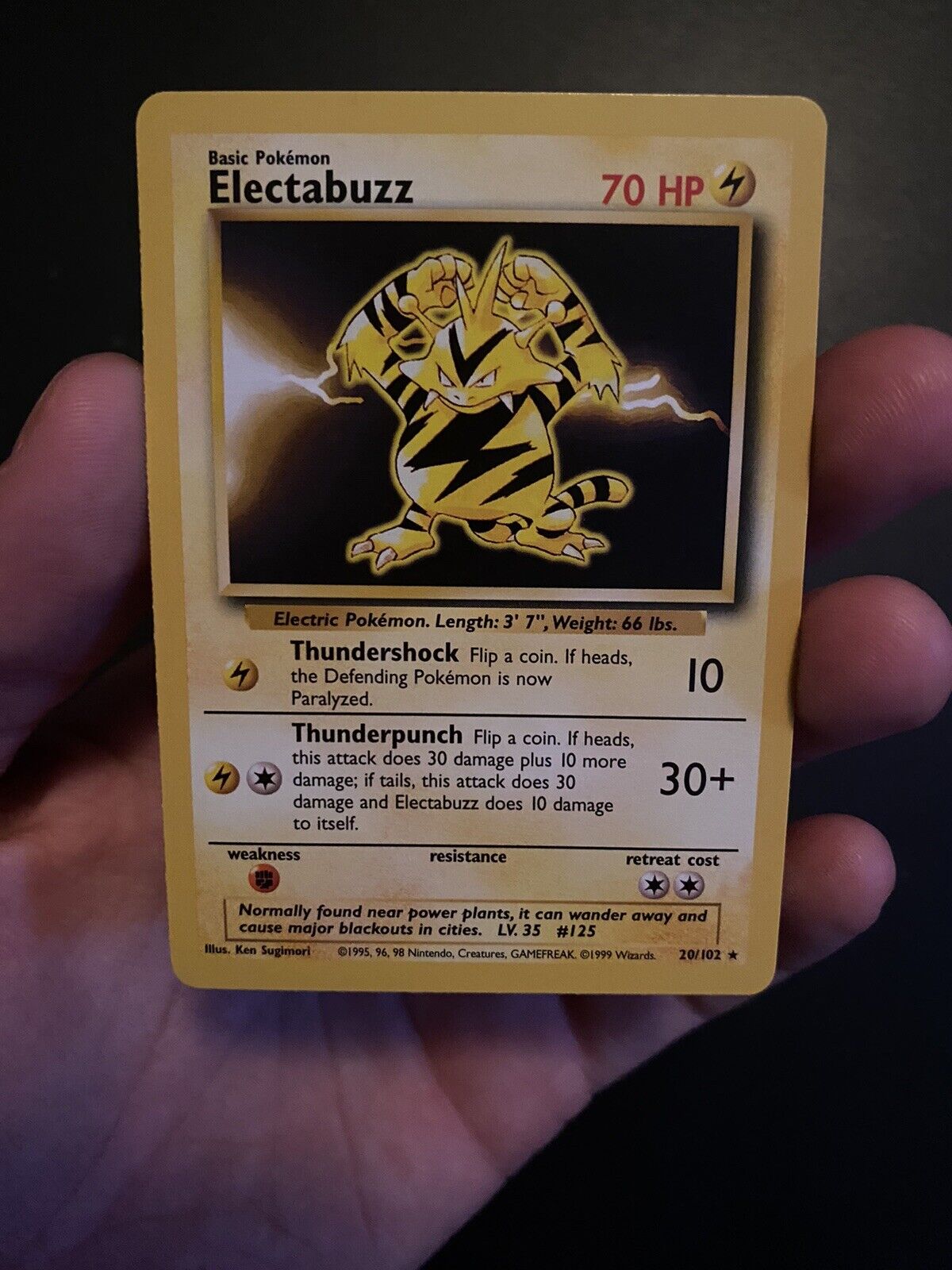 Pokémon Electabuzz 20/102 Base Set Card Unlimited (Portuguese) NM Nice!