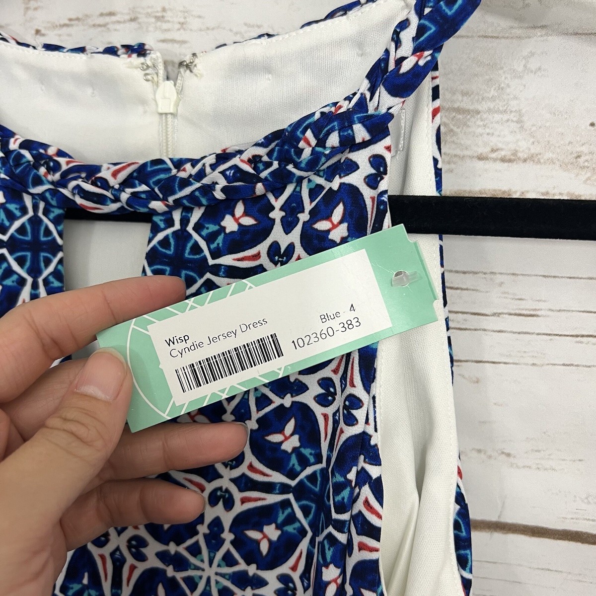 Wisp Stitch Fix Grecian Vacation Blue Patterned Cyndie Jersey Dress Size 4  NWT
