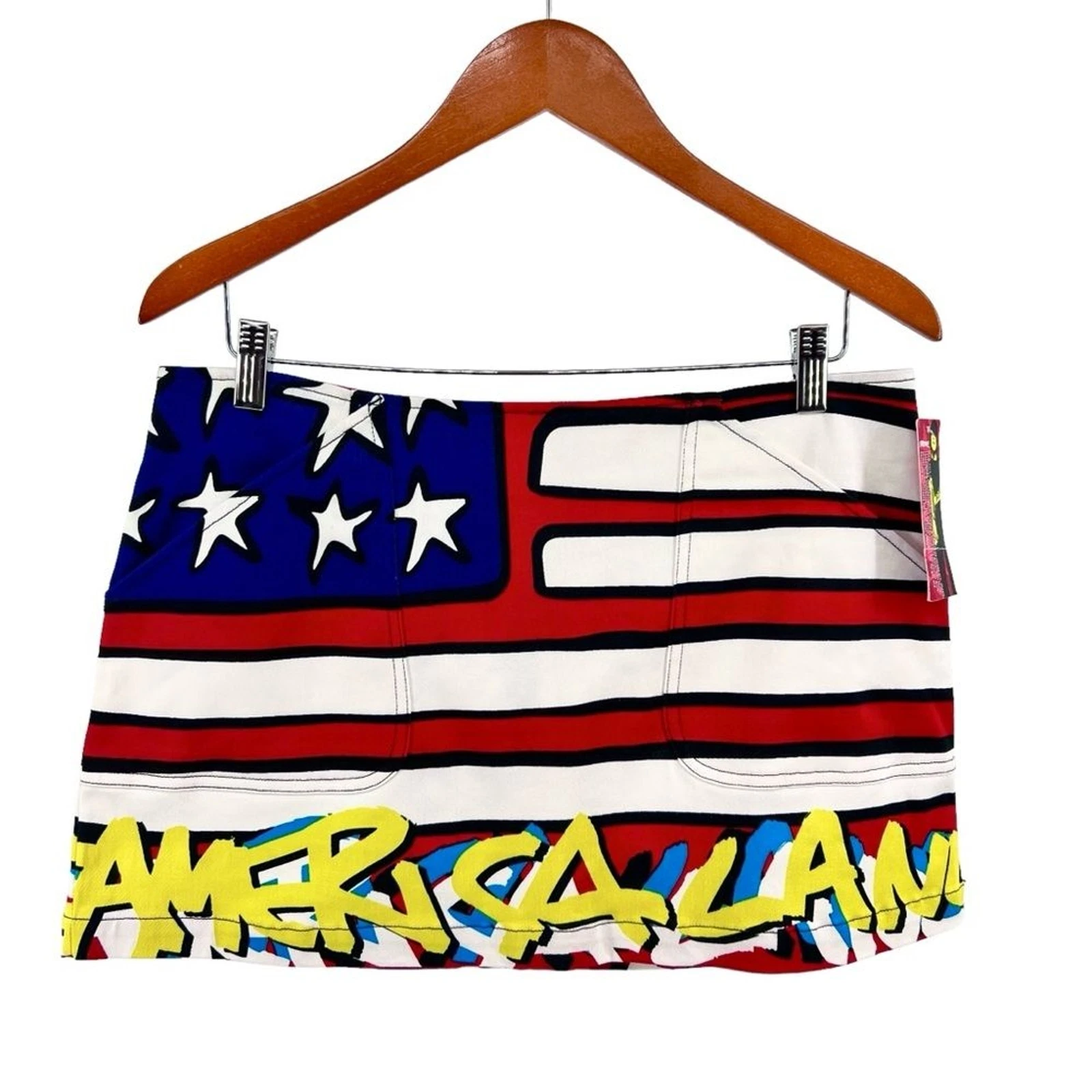 Stephen Sprouse Vintage Deadstock Mini Skirt Large Y2K America Land Flag NWT USA