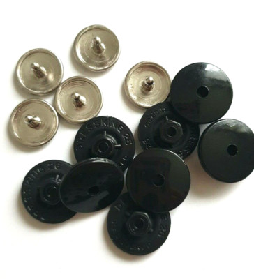 10 Patentknöpfe Kunststoff/Metall ca17mm schwarz Hosenknöpfe zum Zusammenstecken