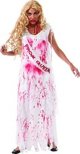 Ladies BLOODY PROM QUEEN Costume Gown Long Dress Adult Small 2 4 6 Carrie
