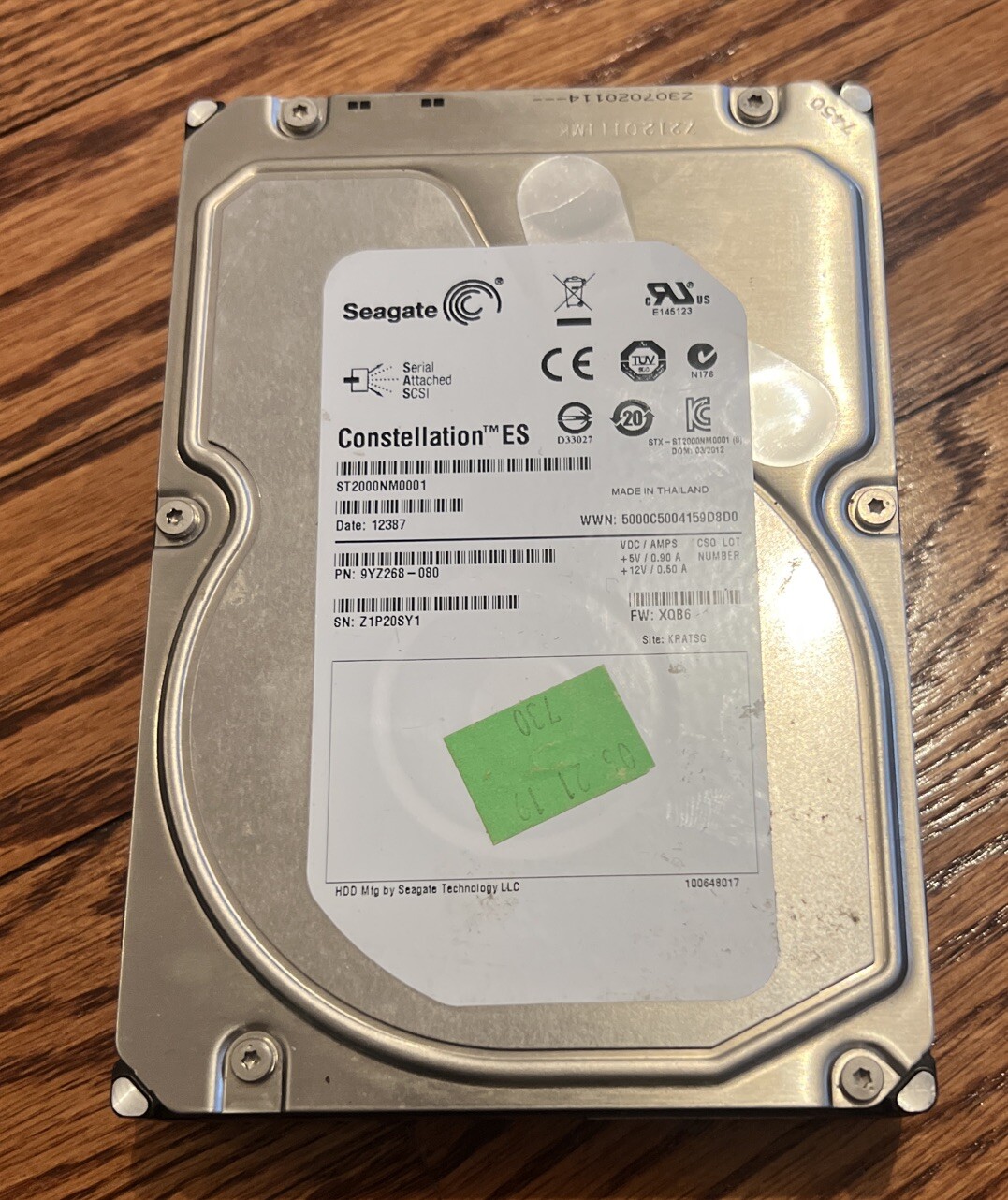 ST2000NM0001 SEAGATE CONSTELLATION ES.1 2TB 7.2K 6G SAS LFF 3.5" HDD ...