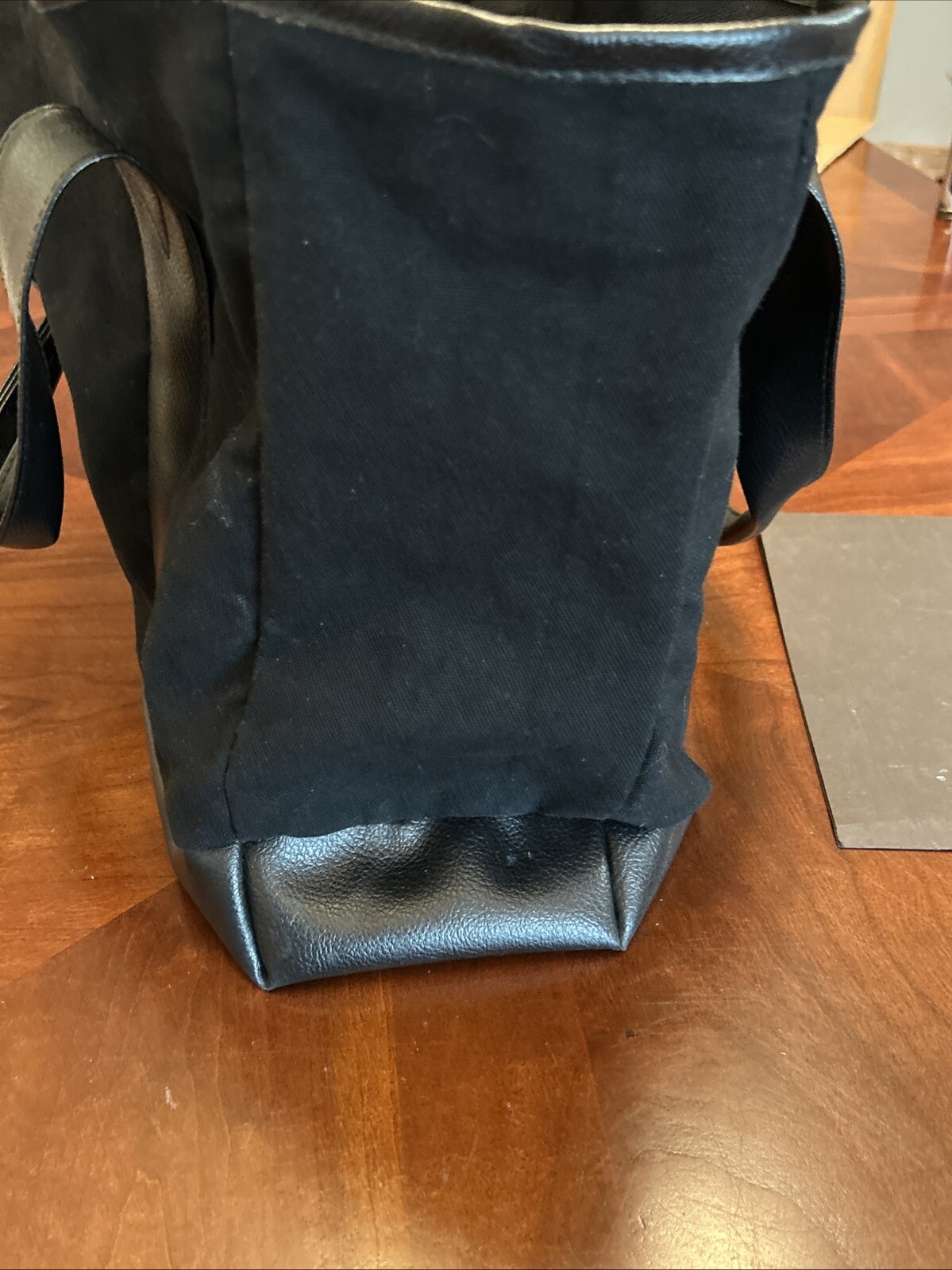 Department 56 Christmas Village Black Canvas Leather Tote Bag Rare Dealer Promo