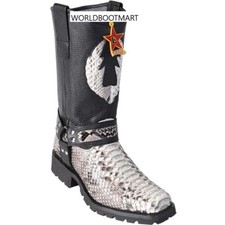 LOS ALTOS GENUINE PYTHON NATURAL MOTORCYCLE BIKER WESTERN COWBOY BOOT D 55T5749