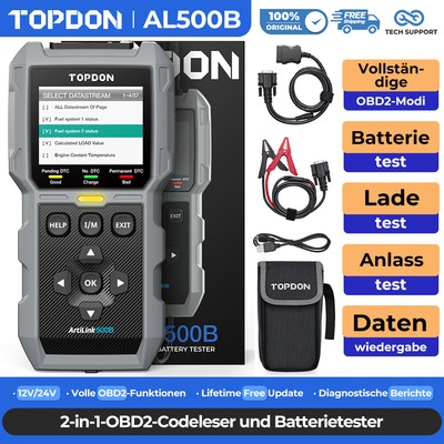 TOPDON AL500B KFZ OBD2 Diagnosegerät Full OBD2 Modes und Auto Batterietester 12V